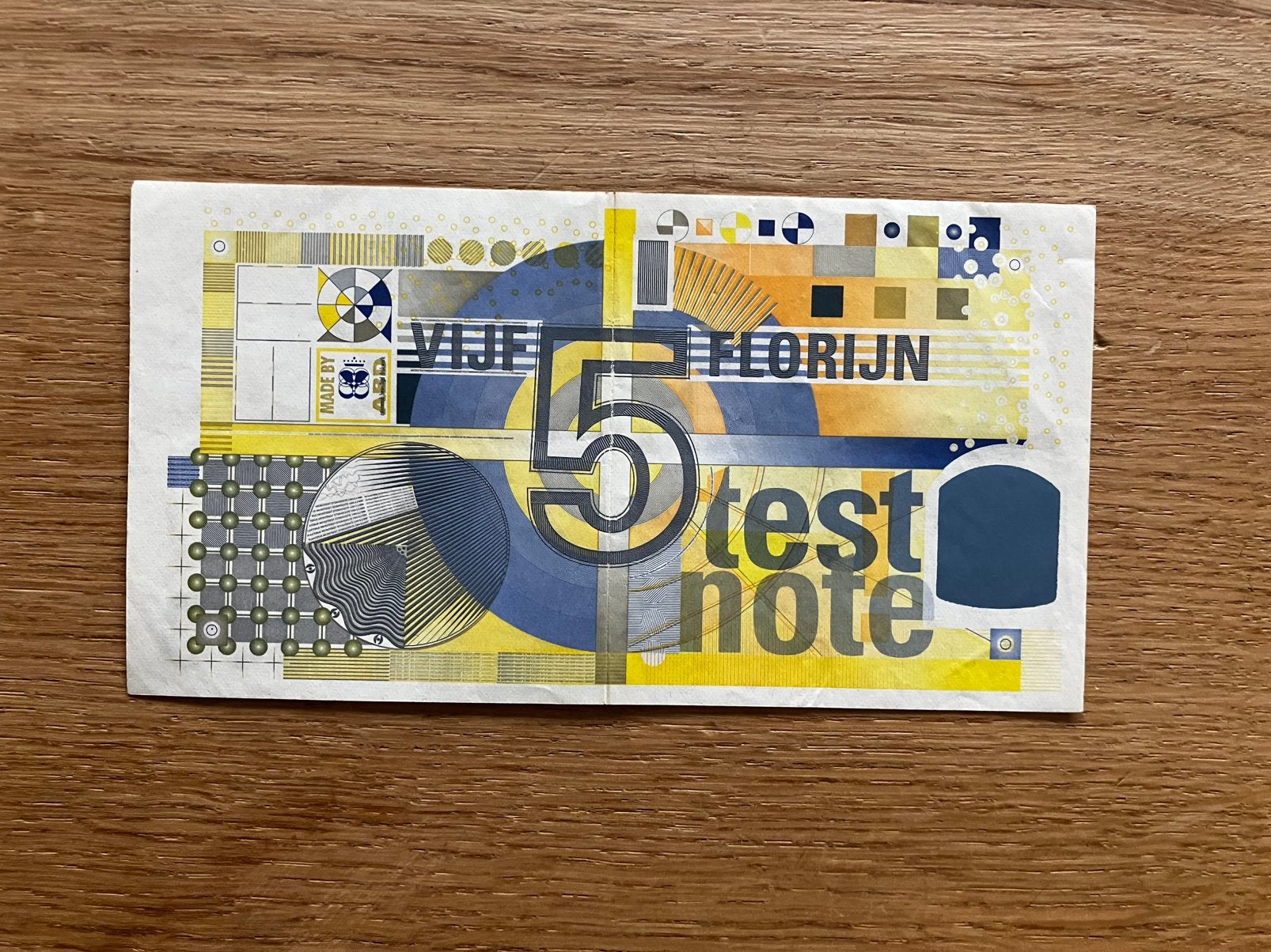 test biljet - 5 florijn - Johan Enschedé, Postzegels en Munten, Ophalen of Verzenden, Euro's