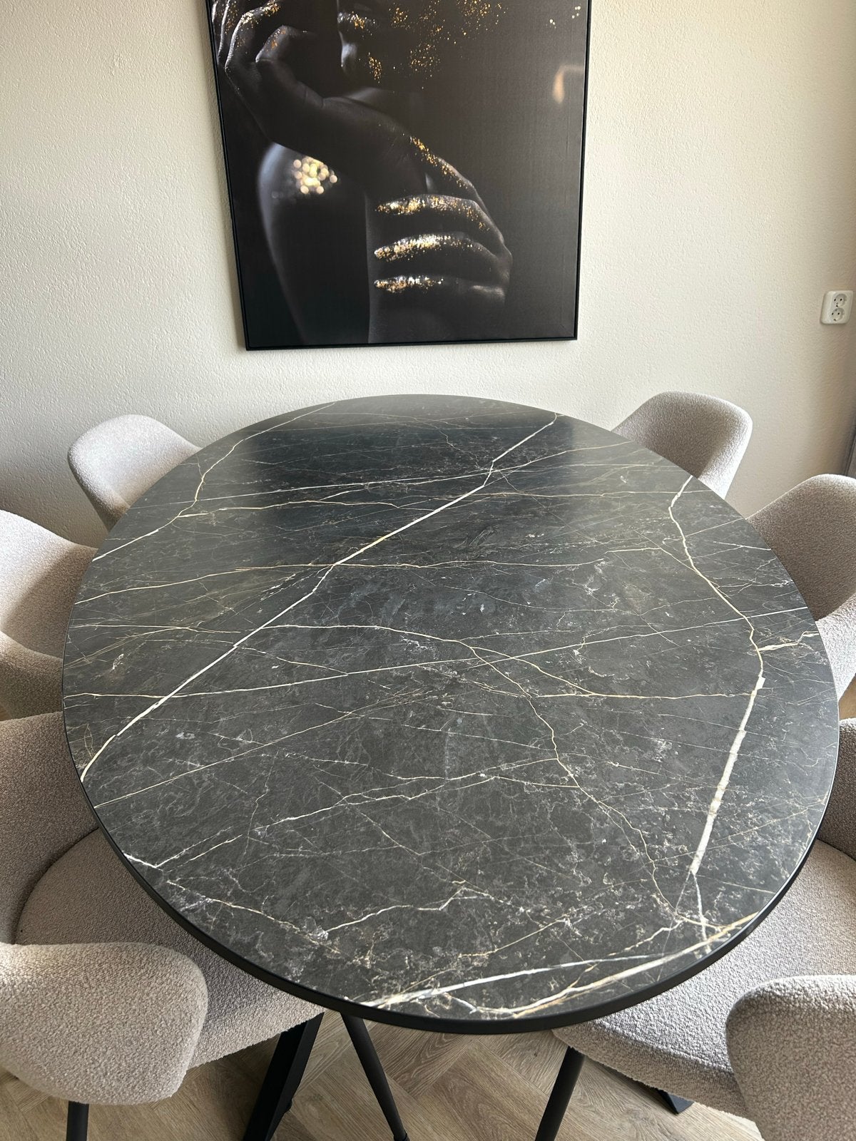 Ovale eettafel marmerlook 220x120 cm - Hoogenboezem, Ophalen, Overige materialen, 100 tot 150 cm, 200 cm of meer