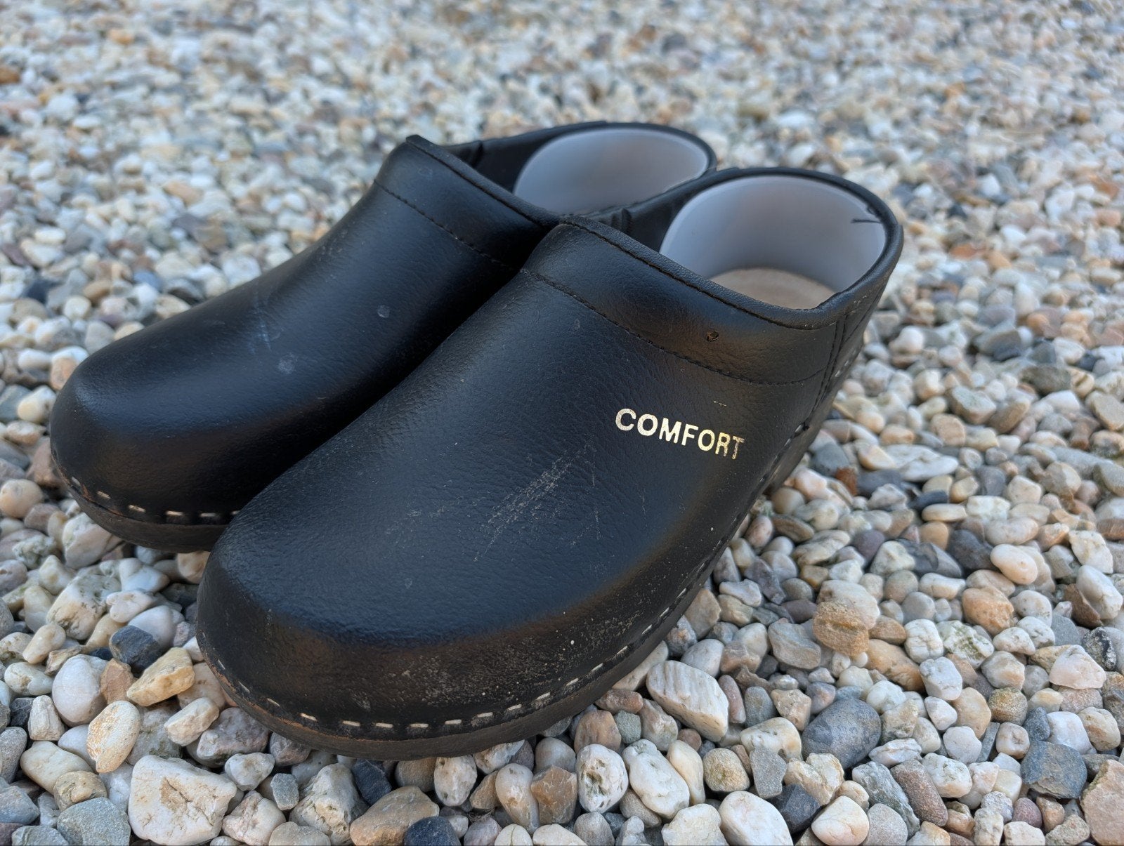 Zwarte houten klompen met leren kap, maat 41, Zwart, Ophalen of Verzenden, Zo goed als nieuw, Comfort
