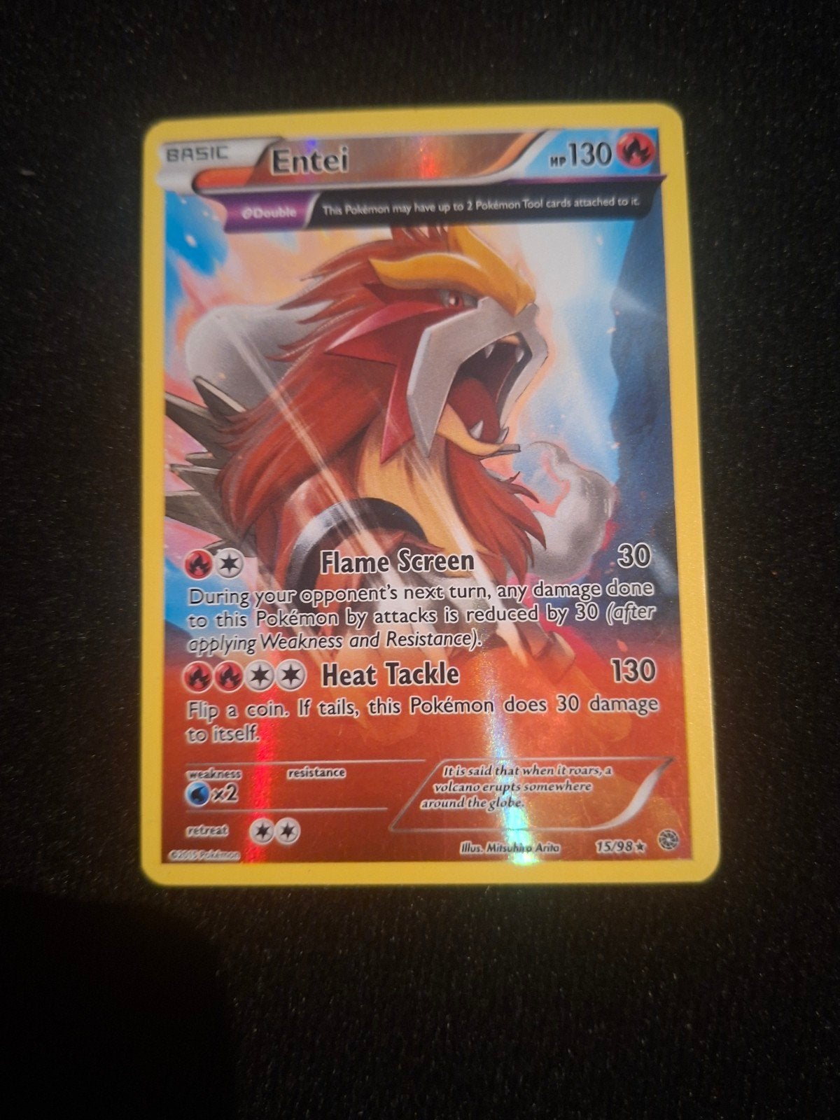 Entei 15/98 Reverse Holo Pokémon Kaart - Zeldzaam!, Ophalen of Verzenden, Zo goed als nieuw, Losse kaart, Foil