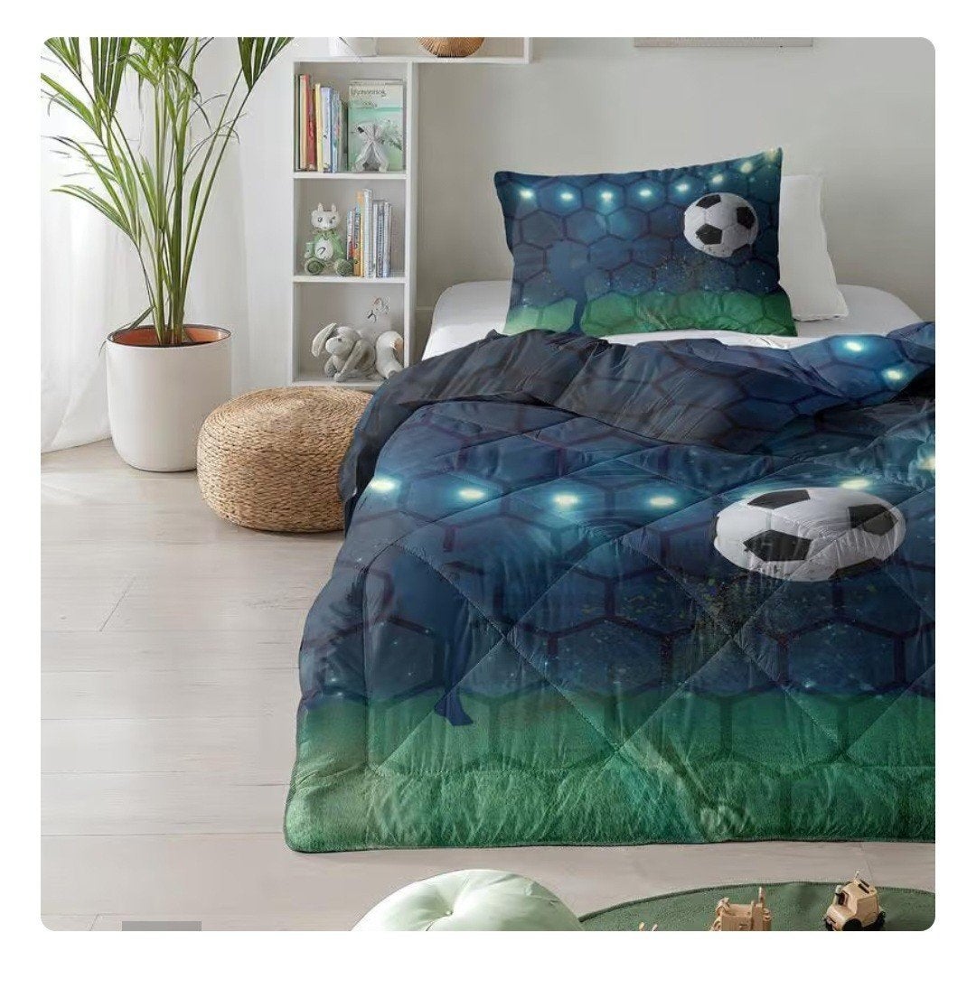 Lazy voetbal dekbed/dekbedovertrek, Eenpersoons, Meerkleurig, Dekbedovertrek, Ademend