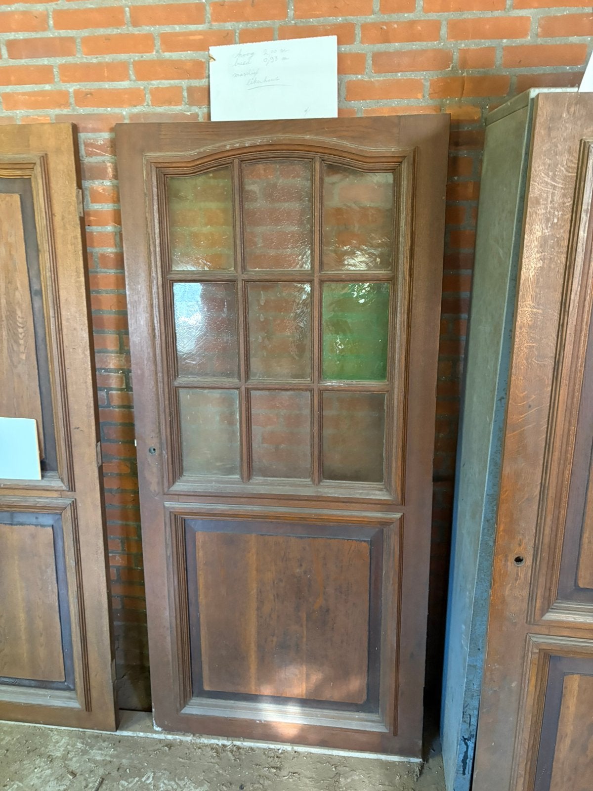 Massiek eiken deur met licht gekleurd glas, Ophalen, Gebruikt, Binnendeur, Glas