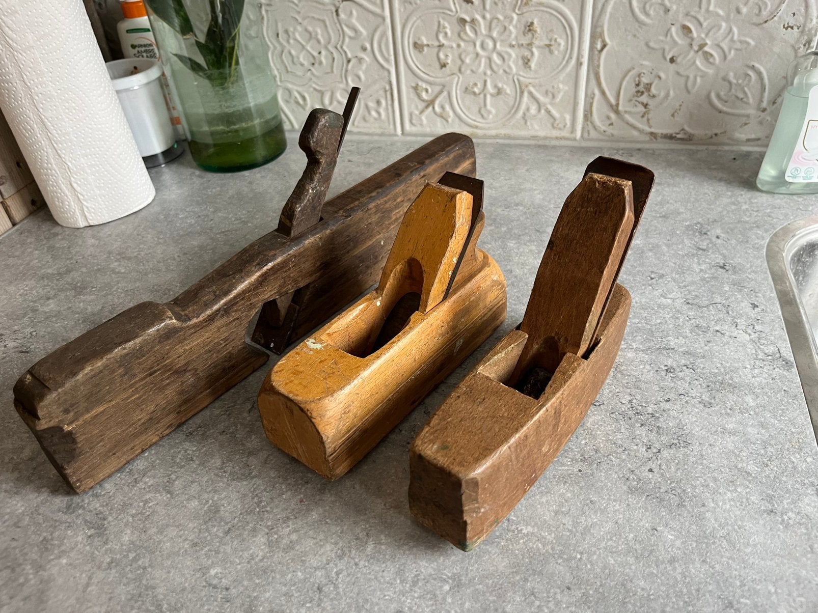 Setje antieke blokschaven, Doe-het-zelf en Verbouw, Hout en Planken, Minder dan 25 mm, Ophalen of Verzenden, Zo goed als nieuw