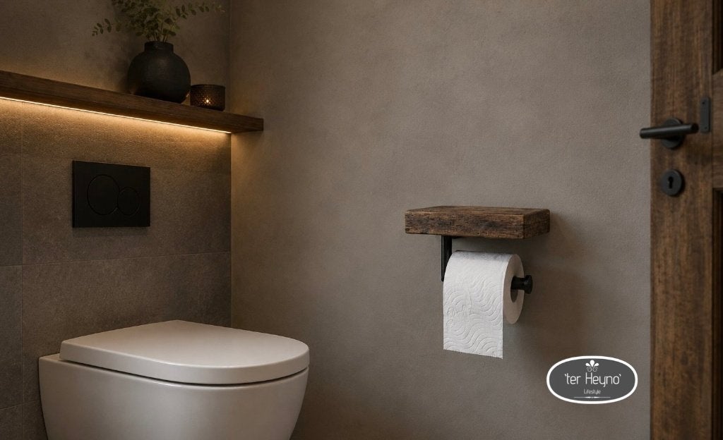 Oud houten toiletrol houder wc hout stoer sober landelijk, Verzenden, Nieuw, Hout