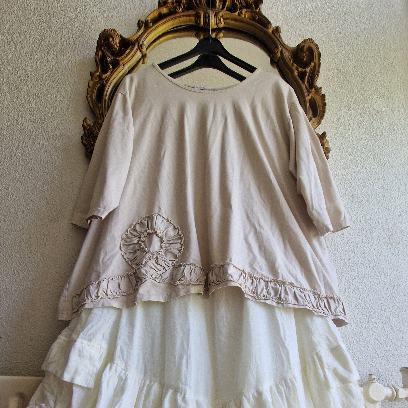 Nieuw! Moonshine fashion beige elastisch katoen a lijn shirt, Beige, Nieuw, Moonshine fashion, Shirt of Top