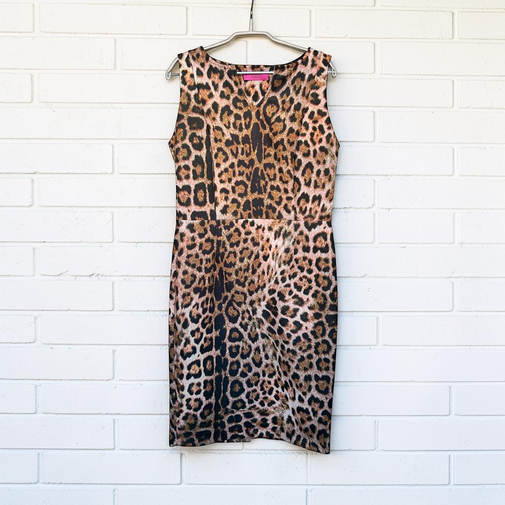 Studio Anneloes Jurk Maat L Bruin Zwart Midi Panter Print, Bruin, Sa, Maat 42/44 (L), Ophalen of Verzenden