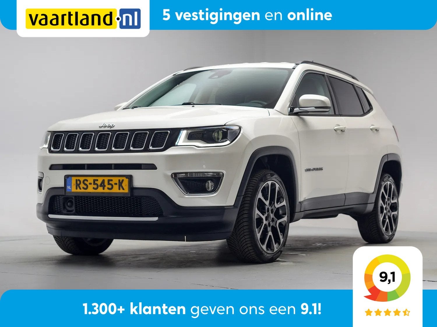 Jeep Compass 1.4 MultiAir Opening Edition 4x4 Aut. [ Navi Ca, Auto's, Automaat, Gebruikt, 4 cilinders, Wit