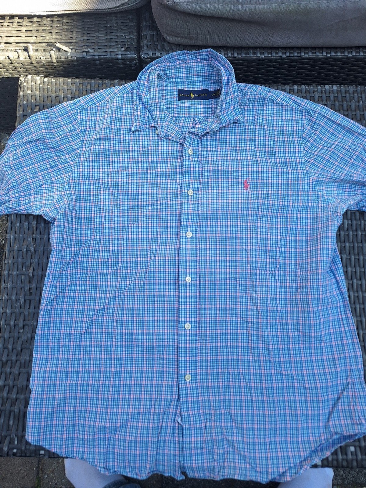 Ralph Lauren Overhemd – Geruit Blauw/Roze/Groen – Maat L., Kleding | Heren, Overhemden, Ophalen of Verzenden, Gedragen, Overige kleuren