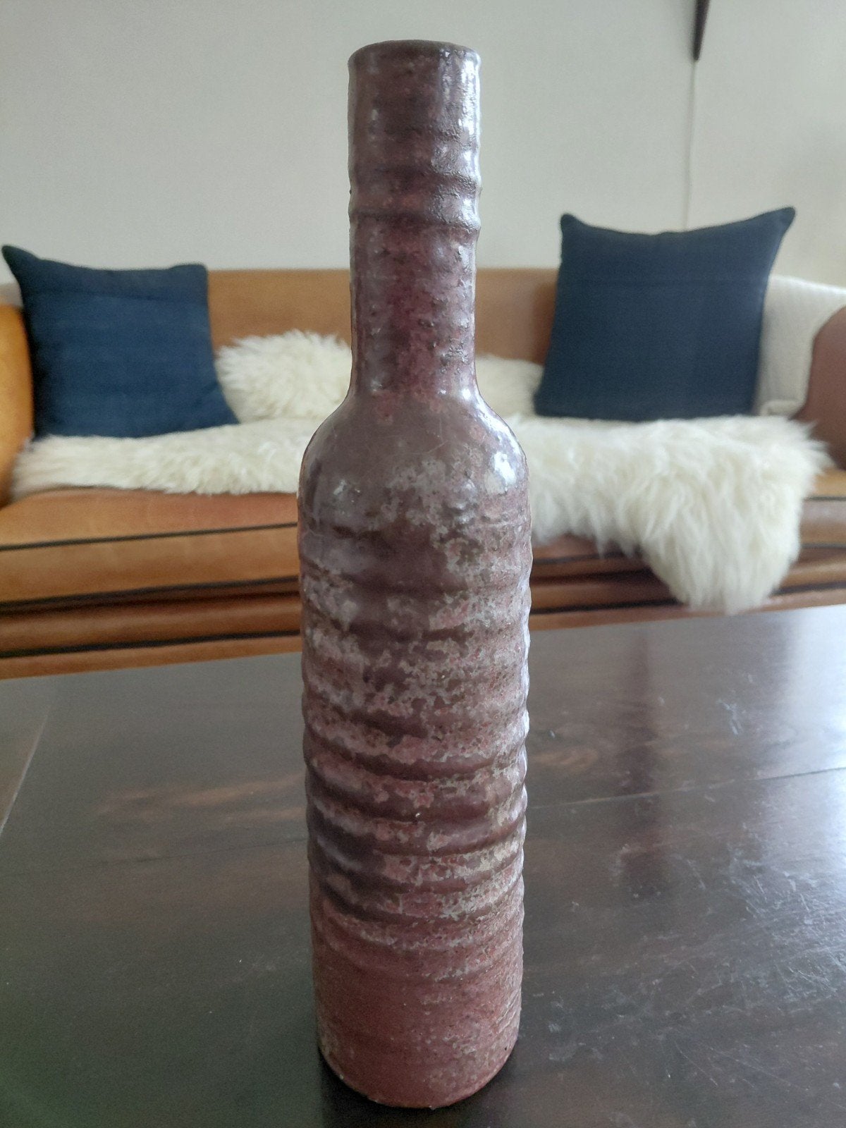 Vintage Mobach vaas 35cm - Aardewerk flesvaas, Antiek en Kunst, Ophalen of Verzenden