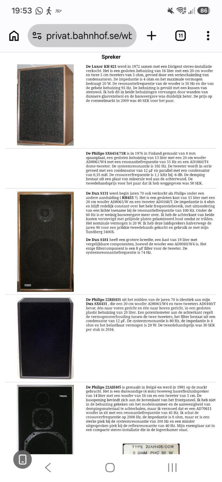 luidsprekers Philips sx 6468 Dux sound project  1977, Ophalen of Verzenden