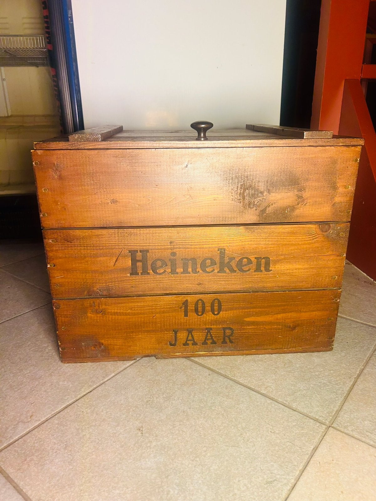 Heineken kist hout met deksel, van 100 jarig bestaan, Verzamelen, Ophalen of Verzenden, Gebruikt, Overige typen, Heineken