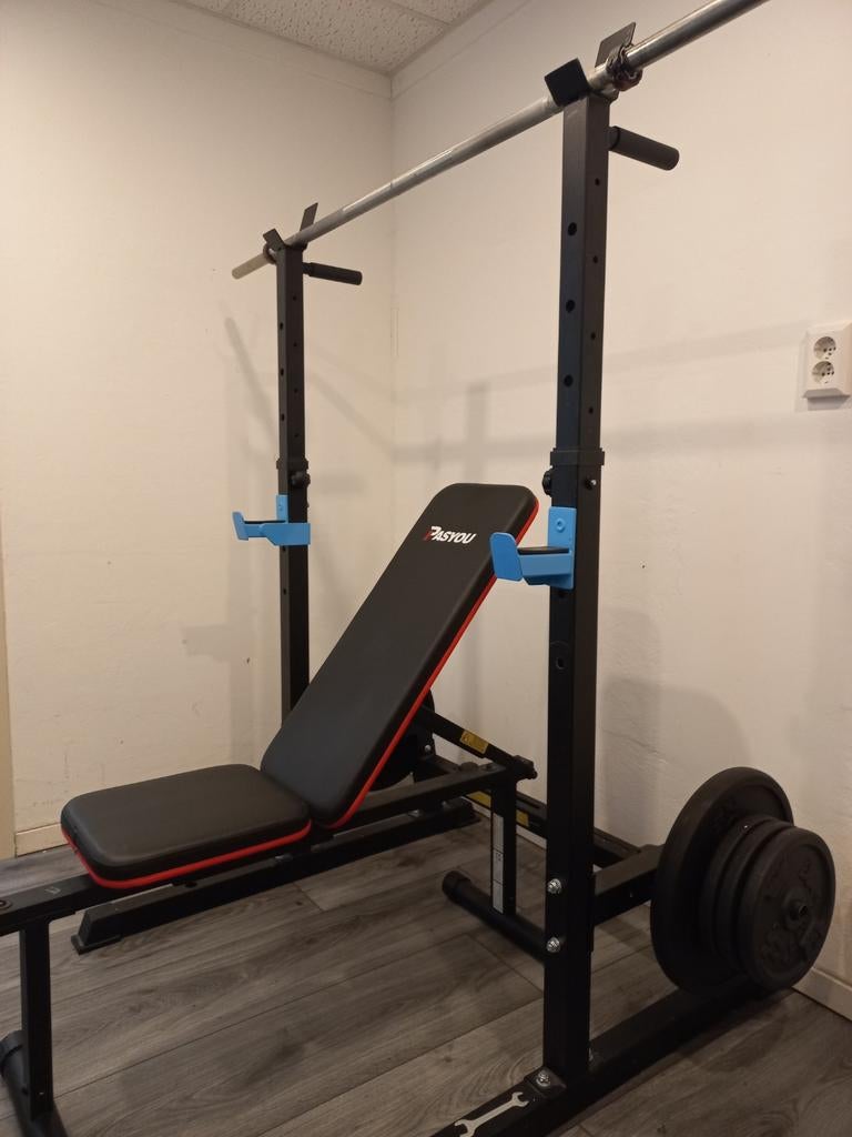 Benchpress rack + bench + weights + bar (new 336euro), Ophalen, Overige typen