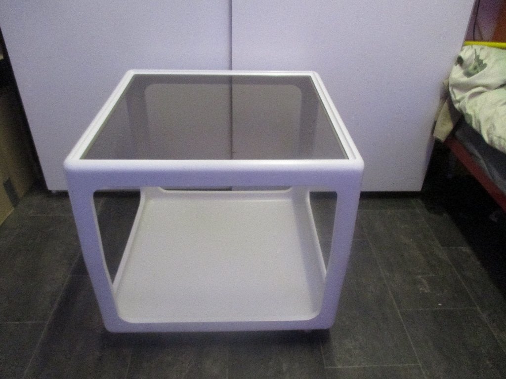 Horn Baydur design jaren 70 wit kunststof bijzet tafel retro, Vintage, Gebruikt, ?, Wit