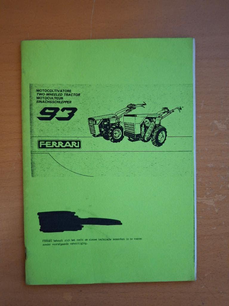 Bedieningshandleiding Ferrari 93 éénas trekker, Ophalen of Verzenden, Gelezen, Tractor en Landbouw
