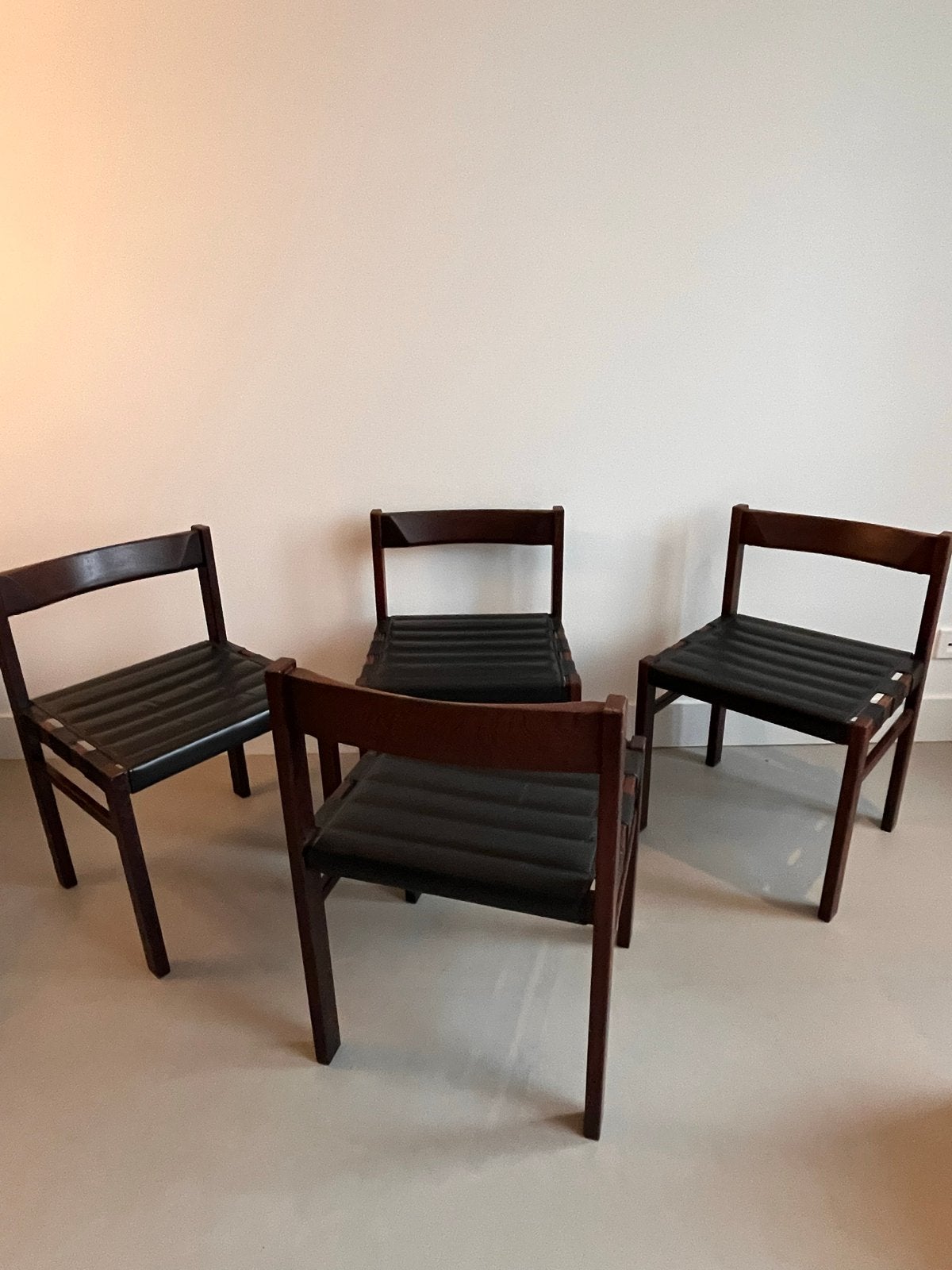 Set van 4 Brutalistische Palissander Stoelen, Jaren '70, Ophalen of Verzenden