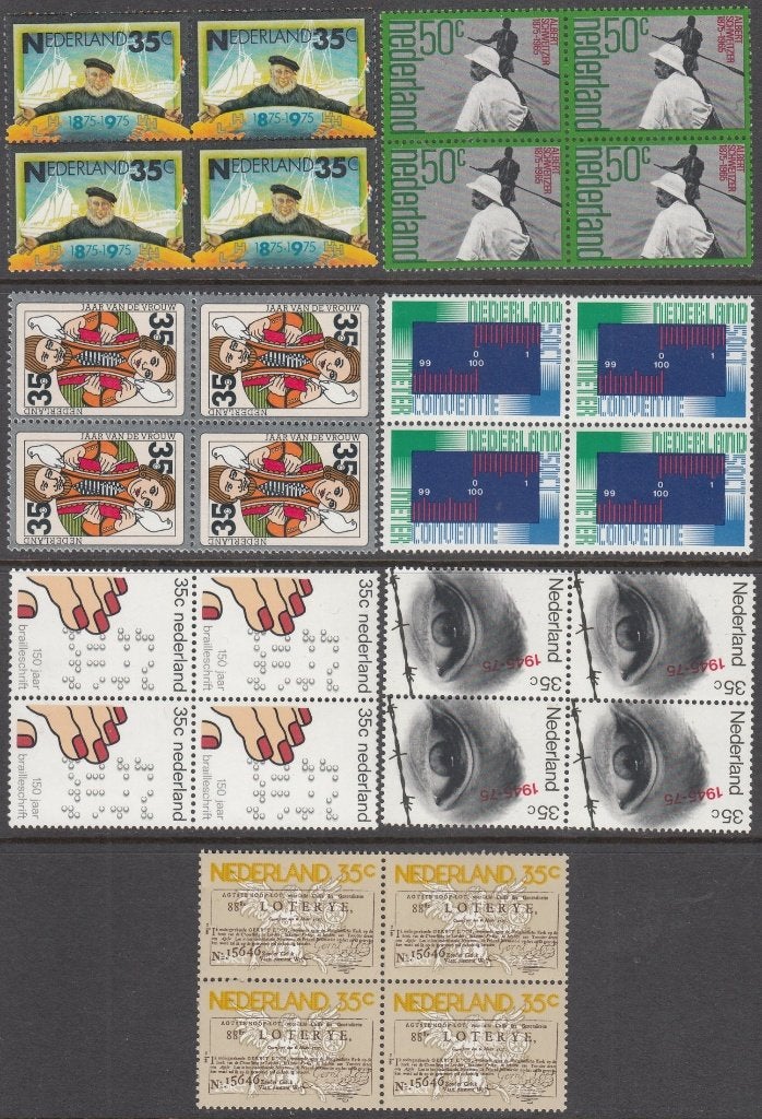 Nederland 1073/74, 1075/76, 1077/78 en 1084 blokken van 4, Postzegels en Munten, Ophalen of Verzenden, Na 1940, Postfris