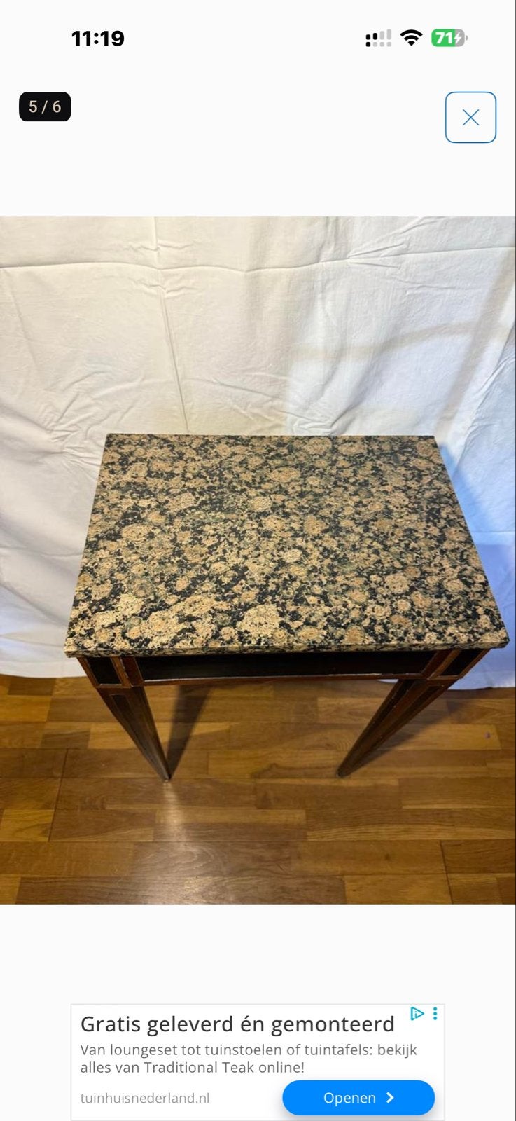 Elegante Louis XVI Sidetable met Marmeren Blad, Ophalen