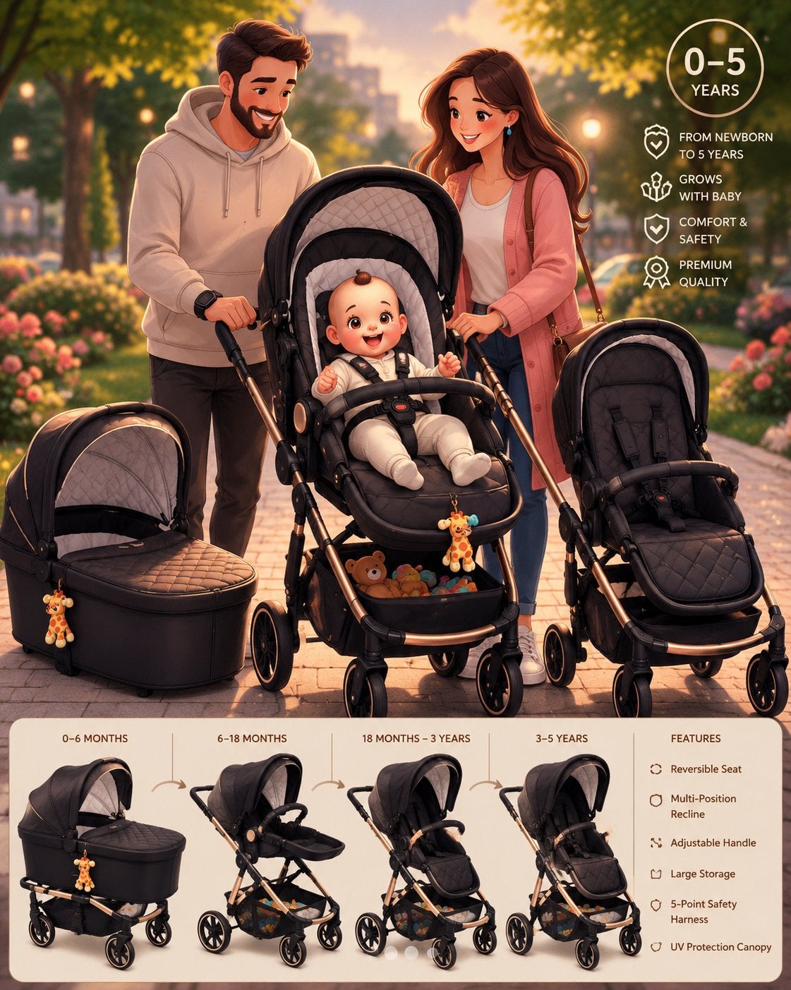 4baby sttoller and pram, Overige merken, Ophalen of Verzenden, Zo goed als nieuw, Rug