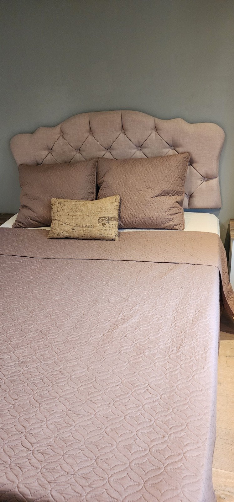 Boxspring bed 160x200 met los hoofdbord, Ophalen, Gebruikt, Beige, Tweepersoons