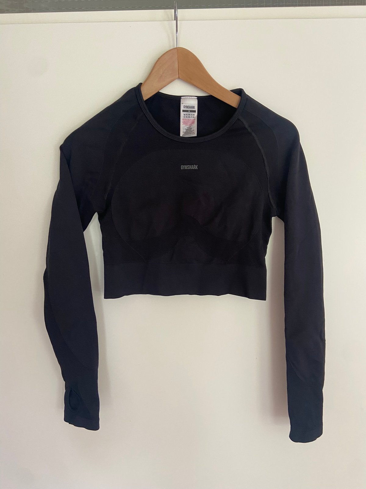 Gymshark Flex Long Sleeve Crop Top Maat M, Maat 38/40 (M), Zwart, Ophalen of Verzenden, Fitness of Aerobics