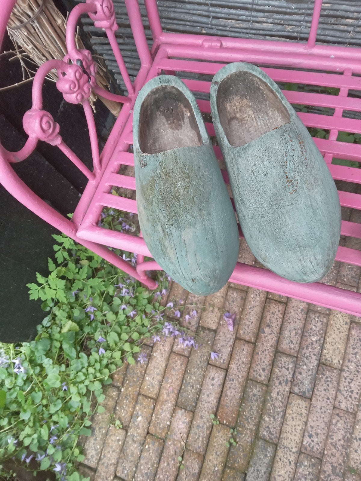 Decoratieve houten klompen - Groen, Ophalen of Verzenden