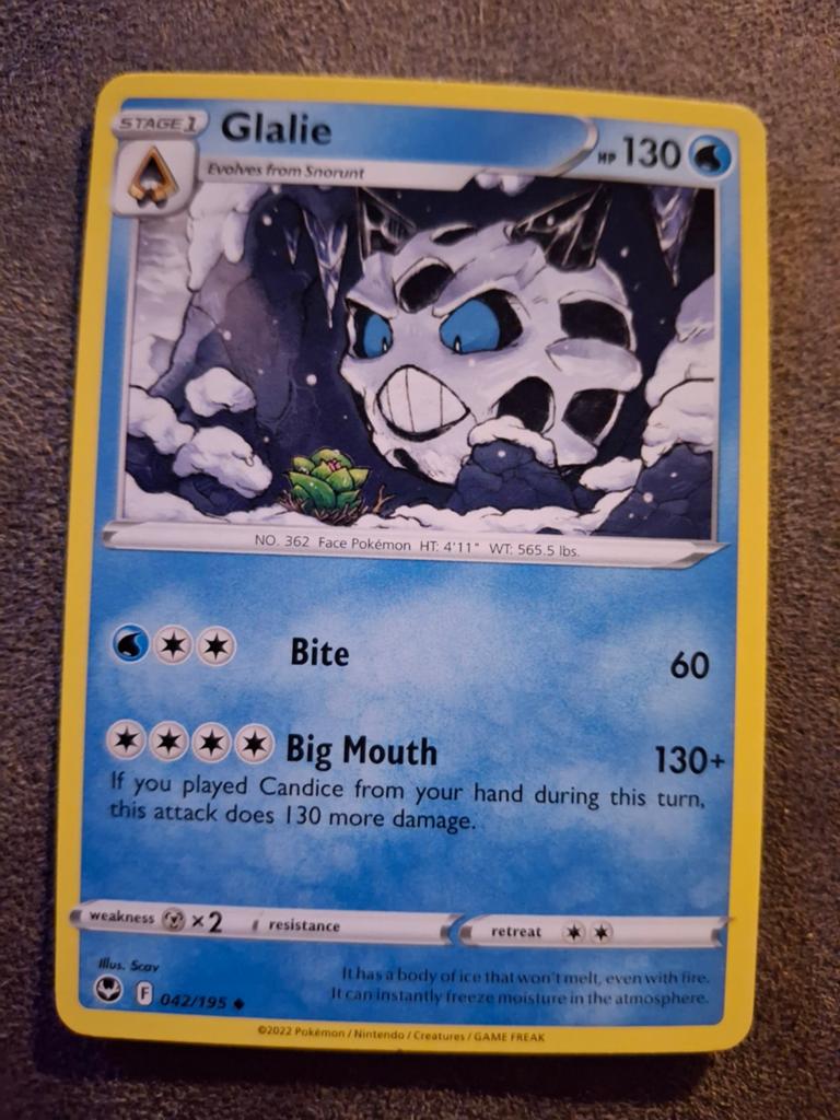 Glalie Pokémon kaart (042/195) - Zo goed als nieuw, Ophalen of Verzenden, Zo goed als nieuw, Losse kaart