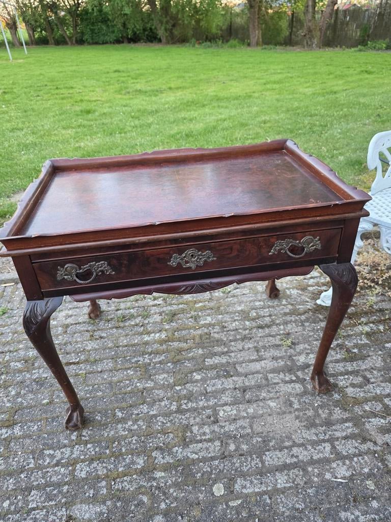 Antiek theetafeltje met lade - Chippendale stijl, Antiek en Kunst, Antiek | Meubels | Tafels, Ophalen