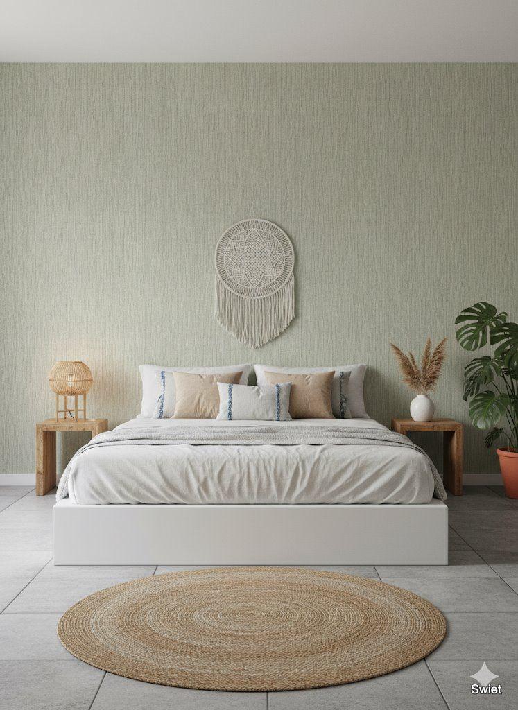 14192 Groen jute vintage behang eco natural swiet, Huis en Inrichting, Stoffering | Behang, Verzenden, Minder dan 10 m², Beige