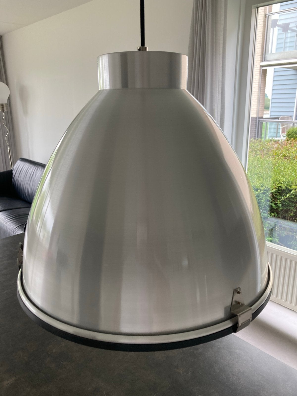 RVS Hanglamp met Melkglas Diffuser - Modern Design, Ophalen, Gebruikt, Glas, 50 tot 75 cm
