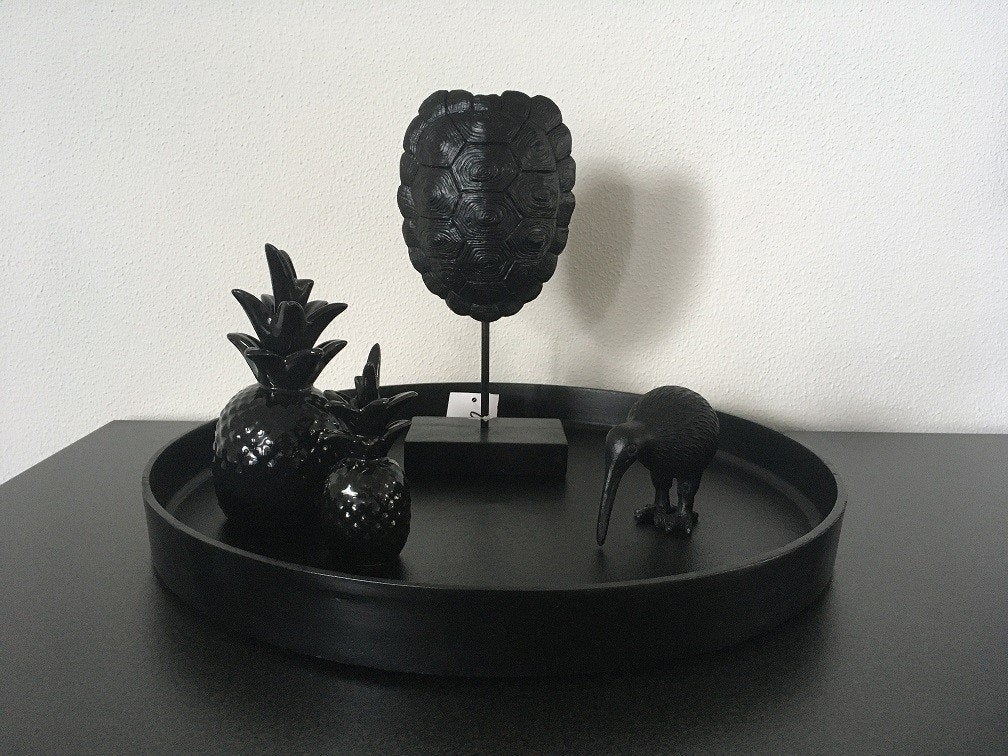 Diga Colmore Stoer decoratie plateau mat zwart Nieuw!, Met opstaande rand, Rond, Nieuw, Ophalen of Verzenden
