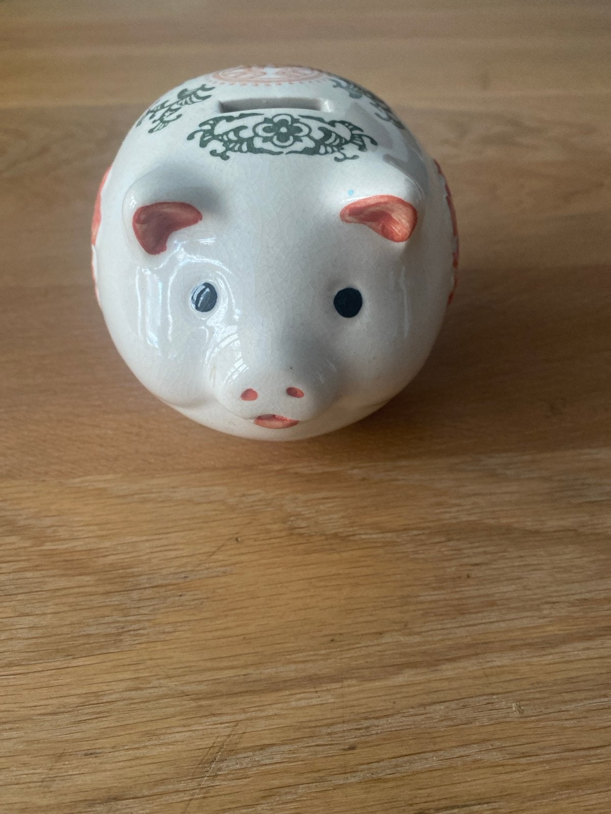 Spaarpot varken met Chinese symbolen, Ophalen of Verzenden, Gebruikt, Steen, Aardewerk of Keramiek, Dier