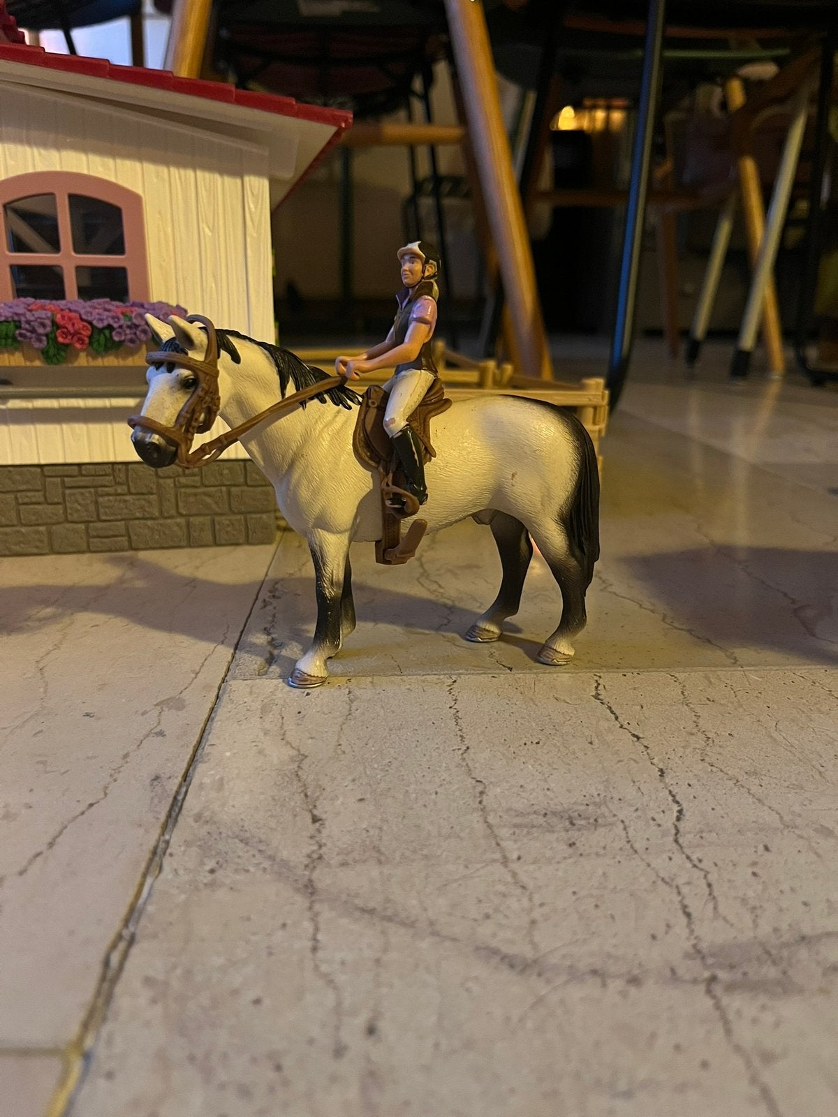 Schleich set met tuig en ruiter, Ophalen of Verzenden, Zo goed als nieuw