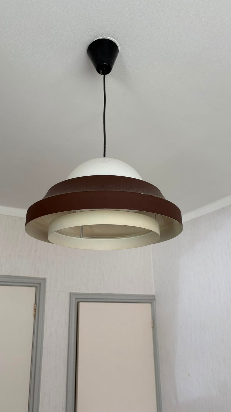 Vintage Dijkstra UFO hanglamp - Bruin/Wit, Ophalen