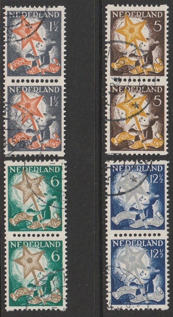 1933, Kind, Roltanding, NVPH R98/R101, paartjes, gestempeld, Verzenden, T/m 1940, Gestempeld