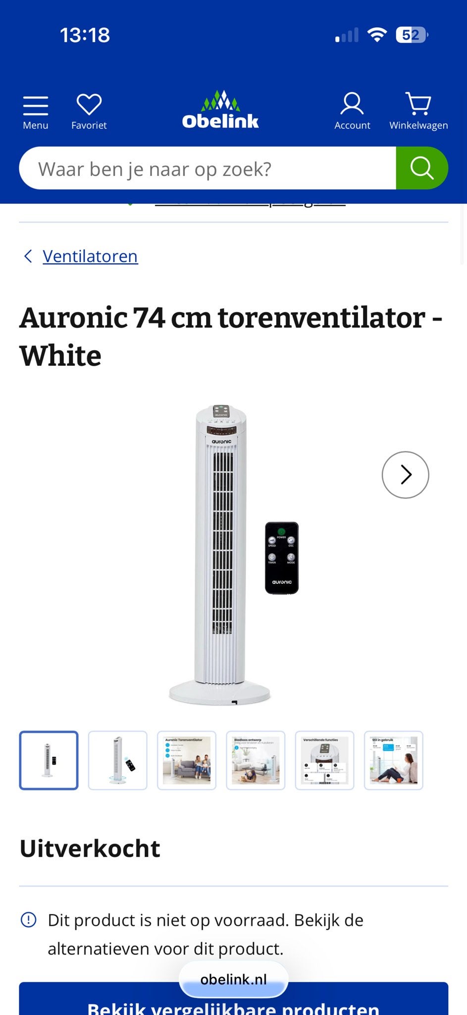 Nieuwe Auronic 74 cm Torenventilator - Wit (EAN 872019525535, Witgoed en Apparatuur, Ventilatoren, !, Nieuw, Ventilator met afstandsbediening