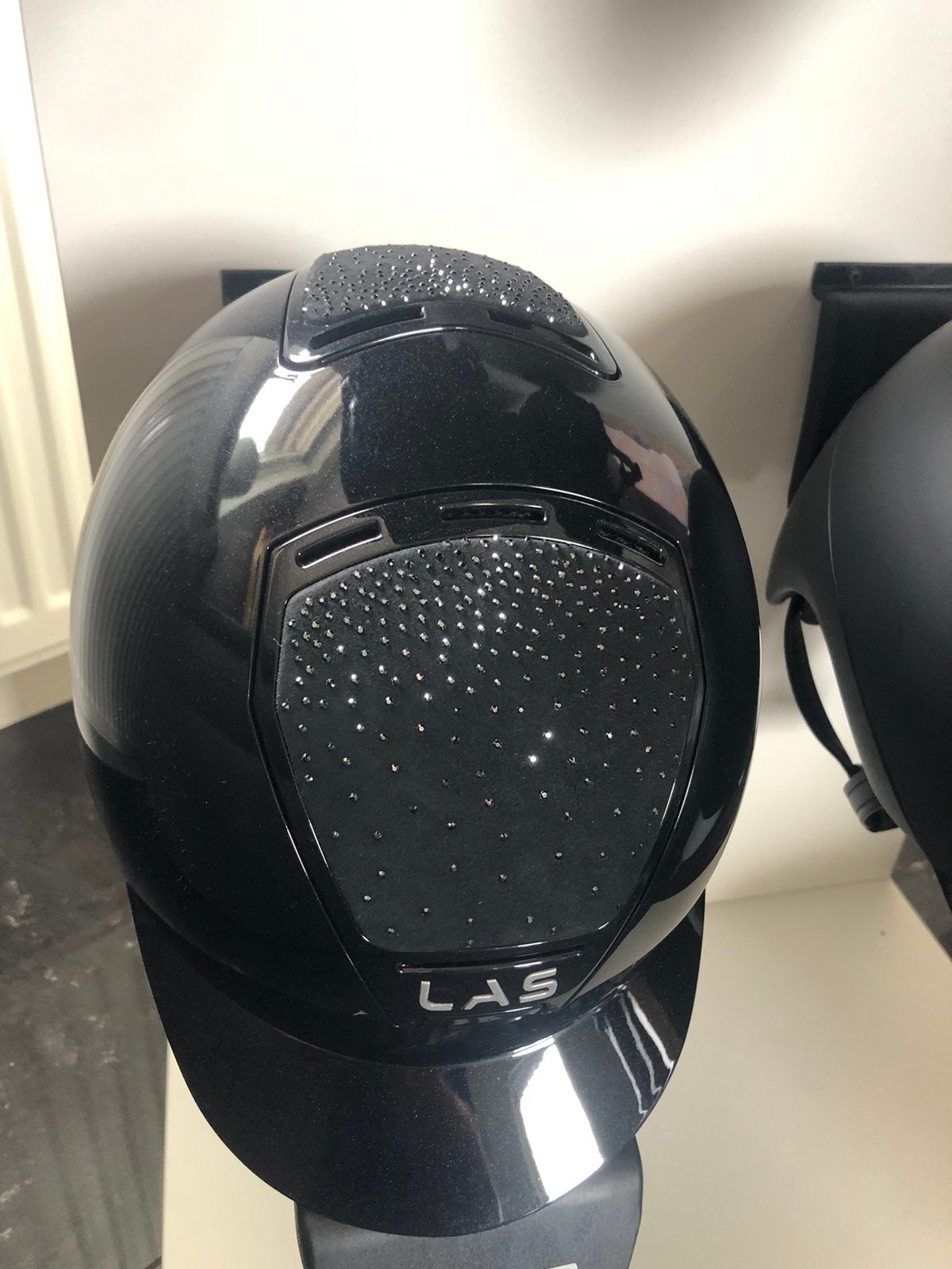 LAS cap helm lak zwart Opera Cascata maat M normale klep, Dieren en Toebehoren, Dressuur, LAS, Nieuw, Kinderen