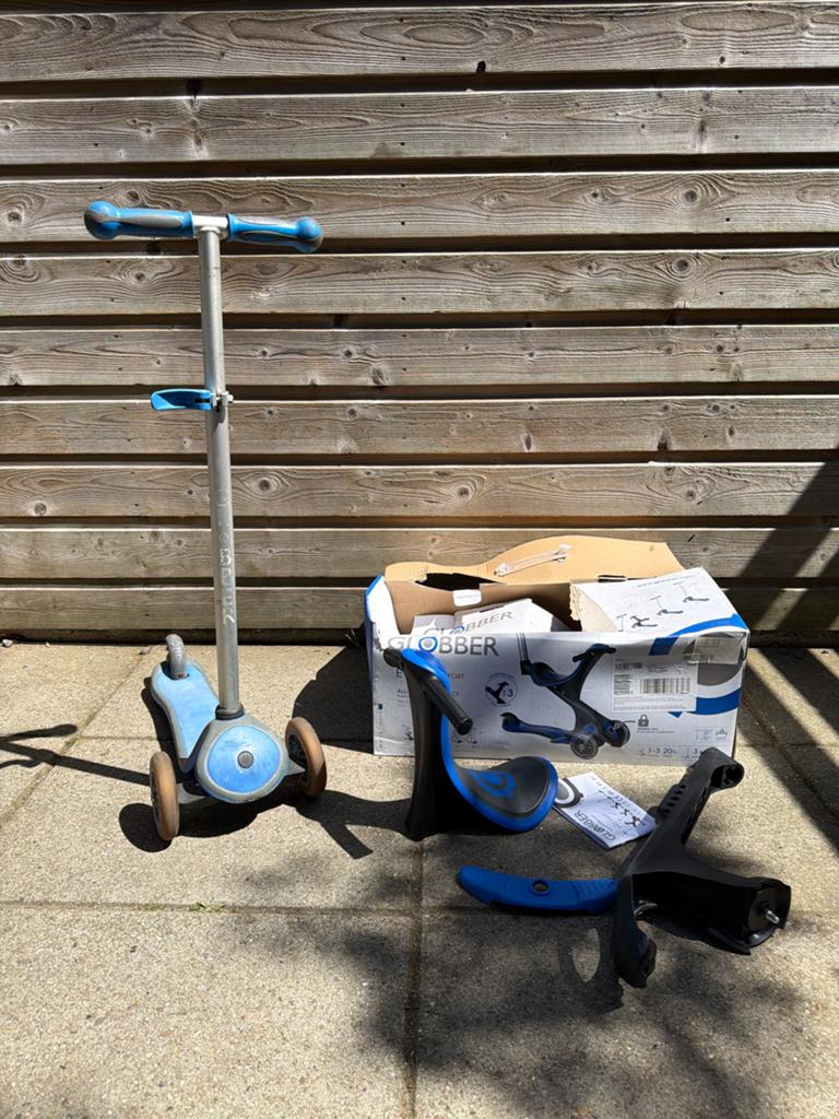 Globber Step/Loopfietsje 3-in-1 met zitje, Ophalen of Verzenden, Gebruikt, Verstelbare zitting