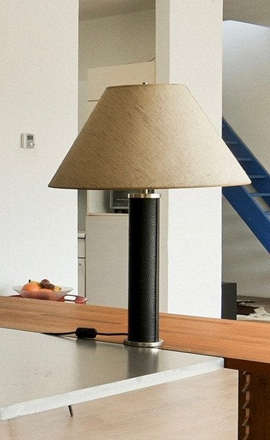 Schemerlamp met leren voet, Ophalen, Zo goed als nieuw, Schemerlamp, Design