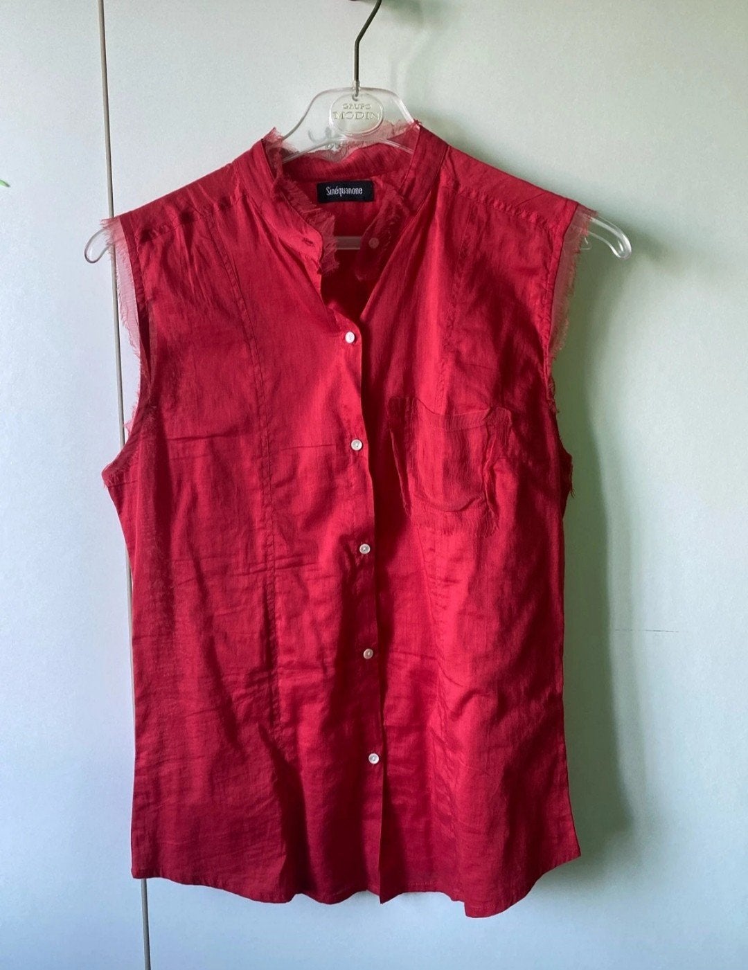 Sinéquanone mooie rode mouwloze blouse india katoen top S M, Maat 38/40 (M), Sinéquanone, Ophalen of Verzenden, Zo goed als nieuw