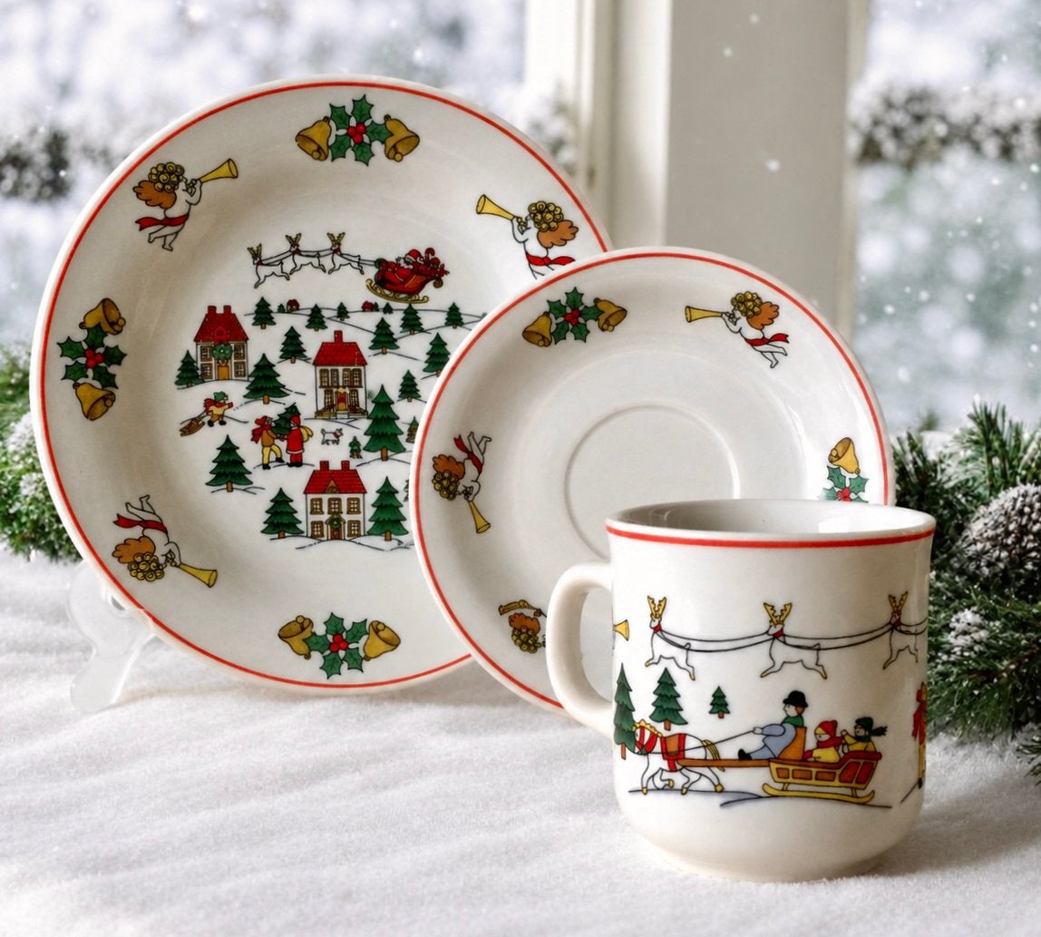 6 Persoons Kerst Ontbijt Servies Ita Bella Christmas Village, Huis en Inrichting, Overige merken, Vintage, Ophalen of Verzenden