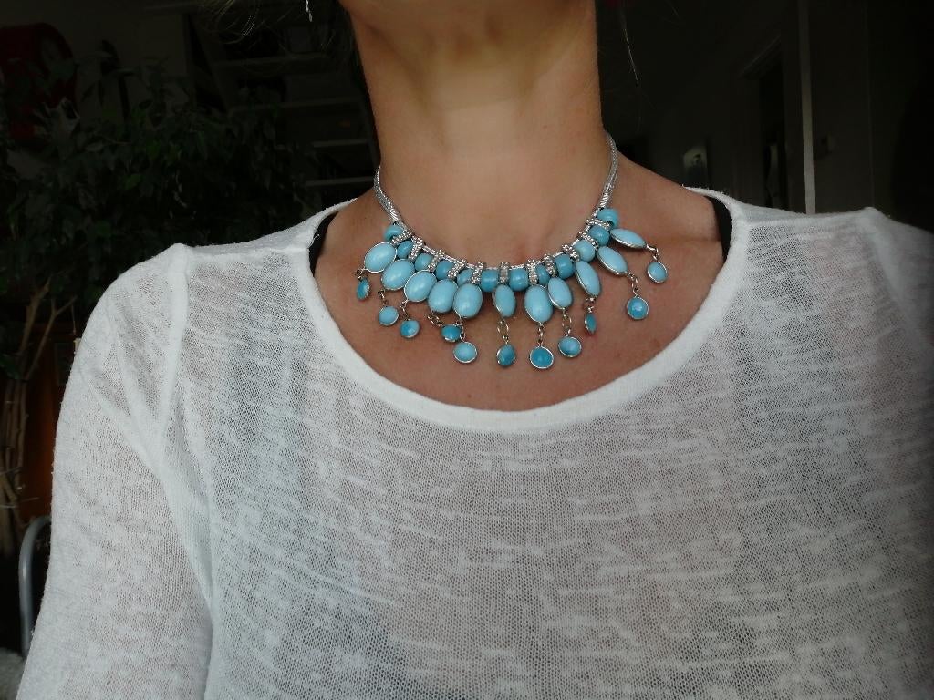 Nieuwe metalen halsketting turquoise Ibiza stijl, Overige materialen, Verstelbaar, Overige kleuren, Nieuw