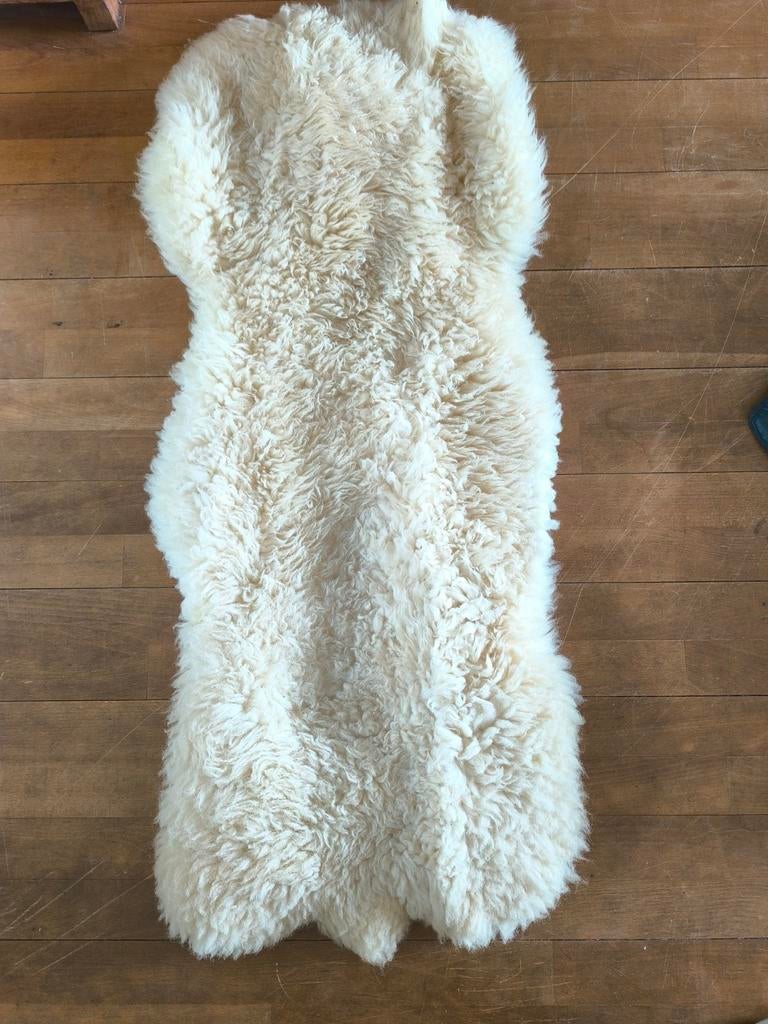Zacht wit schapenvacht kleed, Minder dan 50 cm, Gebruikt, 100 tot 150 cm, Wit