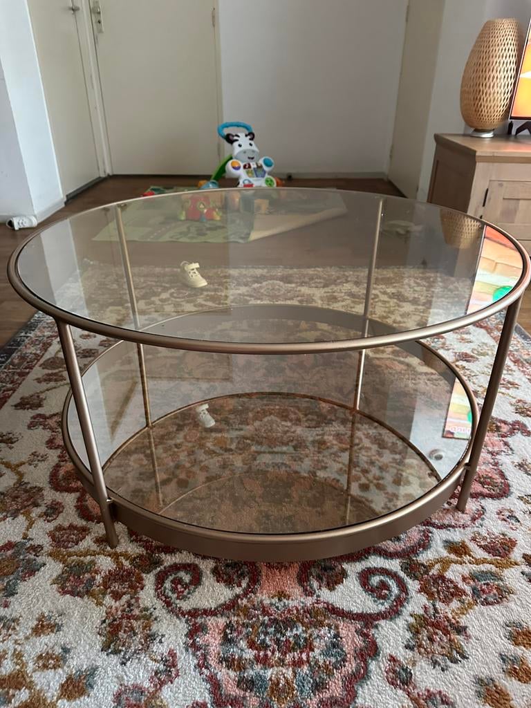 Ronde salontafel, Huis en Inrichting, Tafels | Salontafels, 50 tot 100 cm, Rond, Ophalen of Verzenden, Zo goed als nieuw