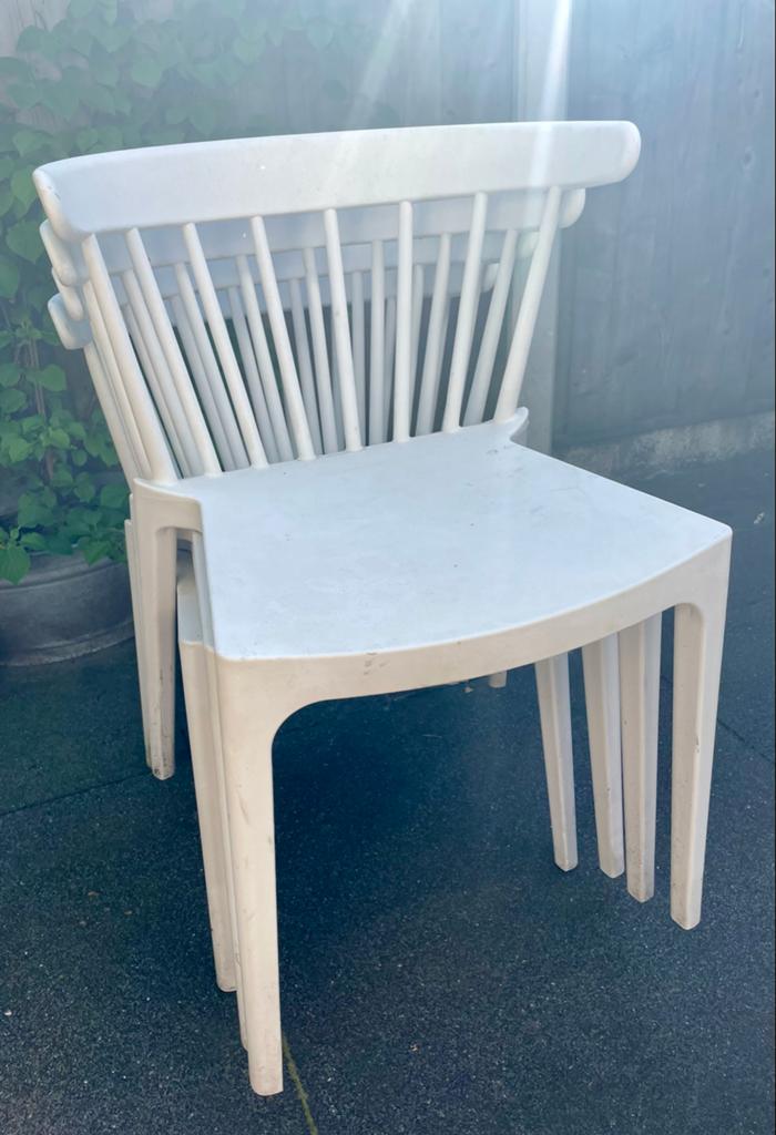 4 WOOODS Tuinstoelen Wit (ook voor binnen), Ophalen, Gebruikt, Kunststof