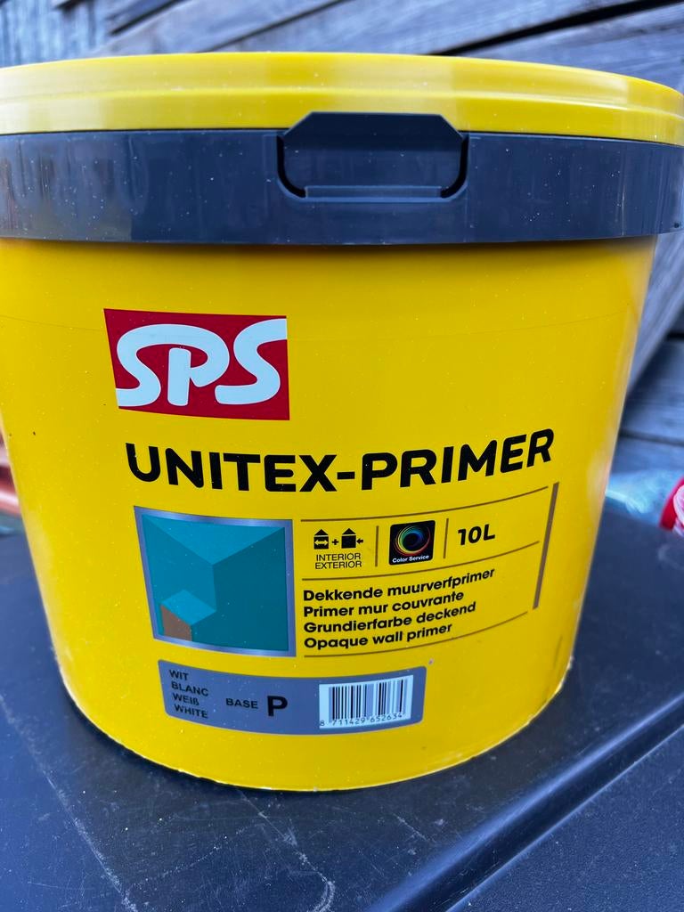 SPS Unitex Primer Wit - Dekkende Muurverfprimer 10L, Doe-het-zelf en Verbouw, Ophalen, Wit, Nieuw, Verf