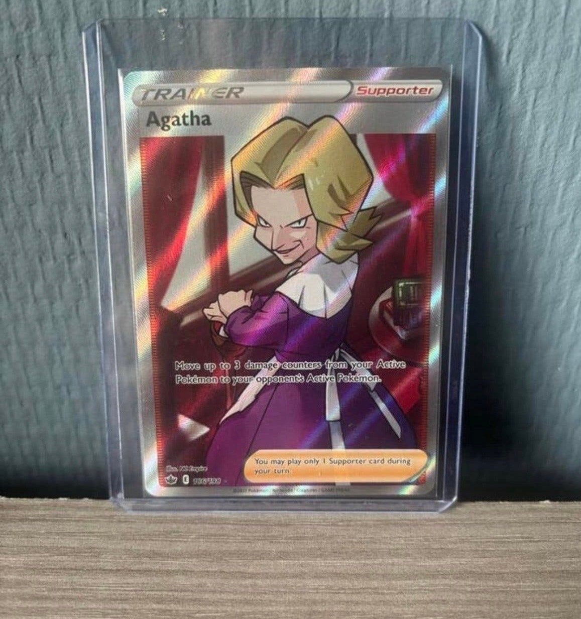 Pokémon TCG: Agatha Supporter Full Art Trainer Kaart, Verzenden, Zo goed als nieuw, Losse kaart