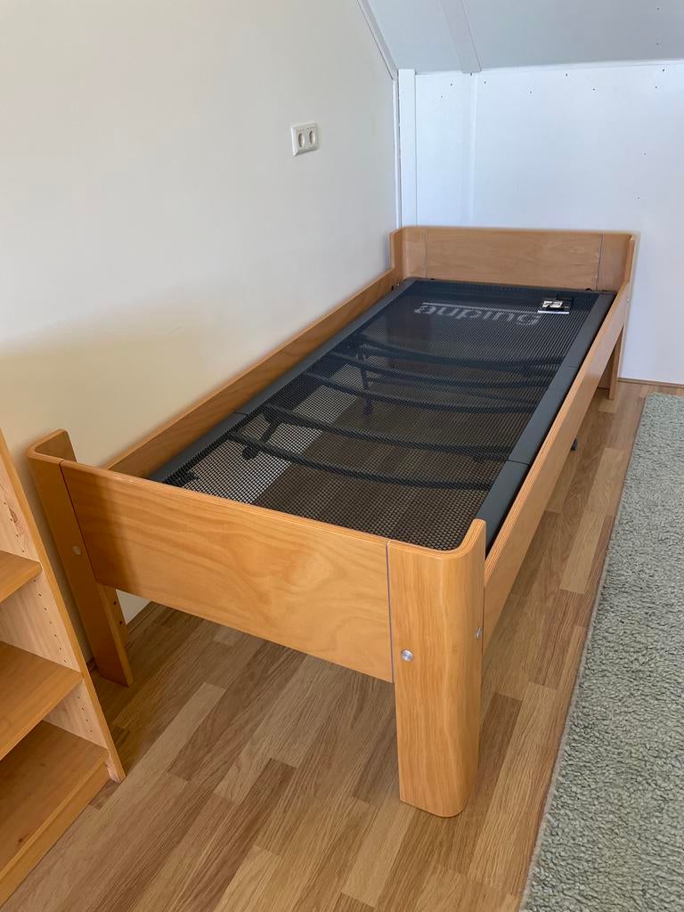Auping bedframe met verstelbare spiraalbodem, Huis en Inrichting, Slaapkamer | Bedden, Gebruikt, Eenpersoons, 90 cm, 200 cm, Hout