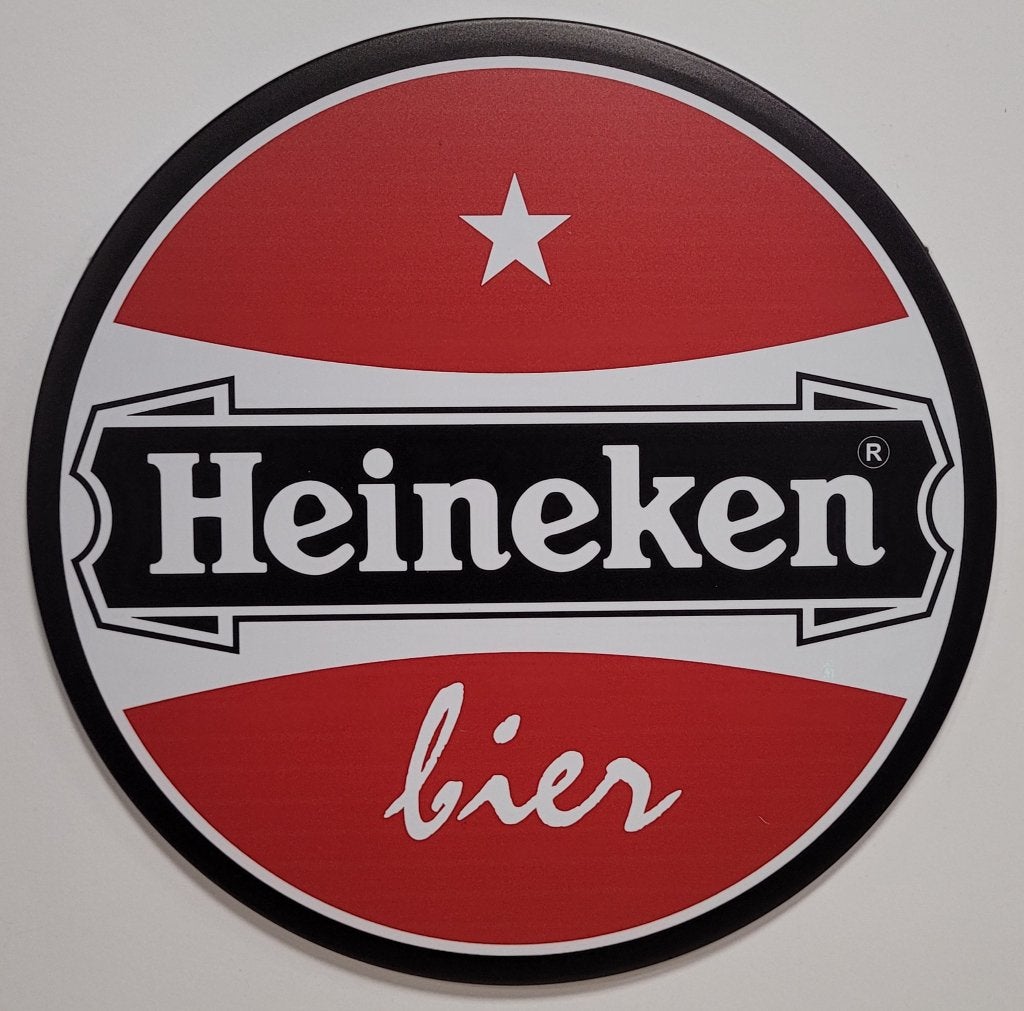 Heineken bier logo rood rond reclamebord van metaal wandbord, Ophalen of Verzenden, Nieuw, Reclamebord, Plaat of Schild, Overige merken