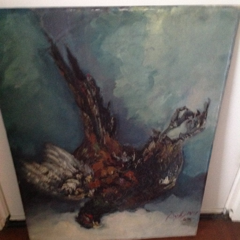 schilderij Herman Dijkjans, Jachttrofee "fazant", Paneel, Realistisch, Dieren, Ophalen of Verzenden