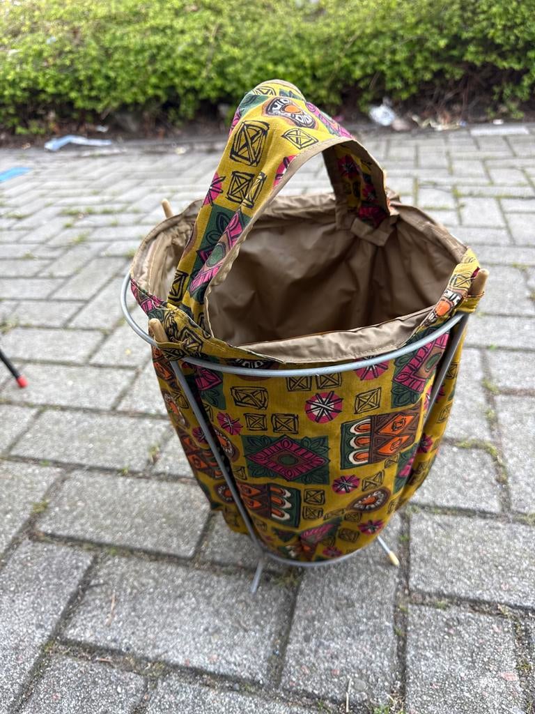 Vintage retro Prullenbak gekleurd afvalbak handwerktas, Overige materialen, Gebruikt, Ophalen of Verzenden, Minder dan 50 cm
